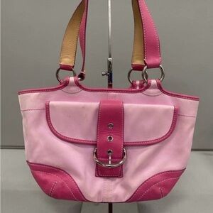COACH Magnolia Pink Damier Ebene Canvas SOHO